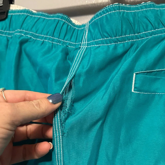 Stylish Teal and White Men's Swim Board Shorts - Picture 6 of 7